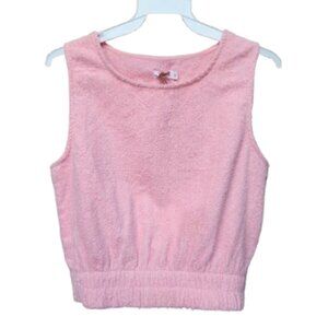 GHANDA Pink Crop Top NWT Terry Cloth Sleeveless Beach Cover-Up 100% Cotton